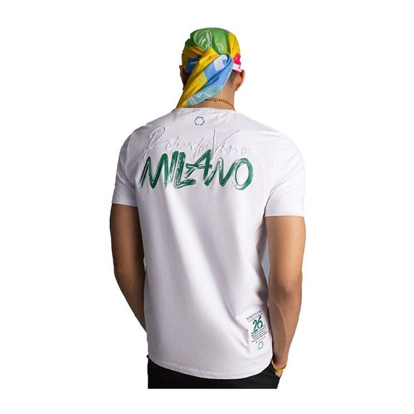 Roberto Vino Milano Men's White Vino Moda Crew Neck T-Shirt RVTUS17 - Picture 2 of 2